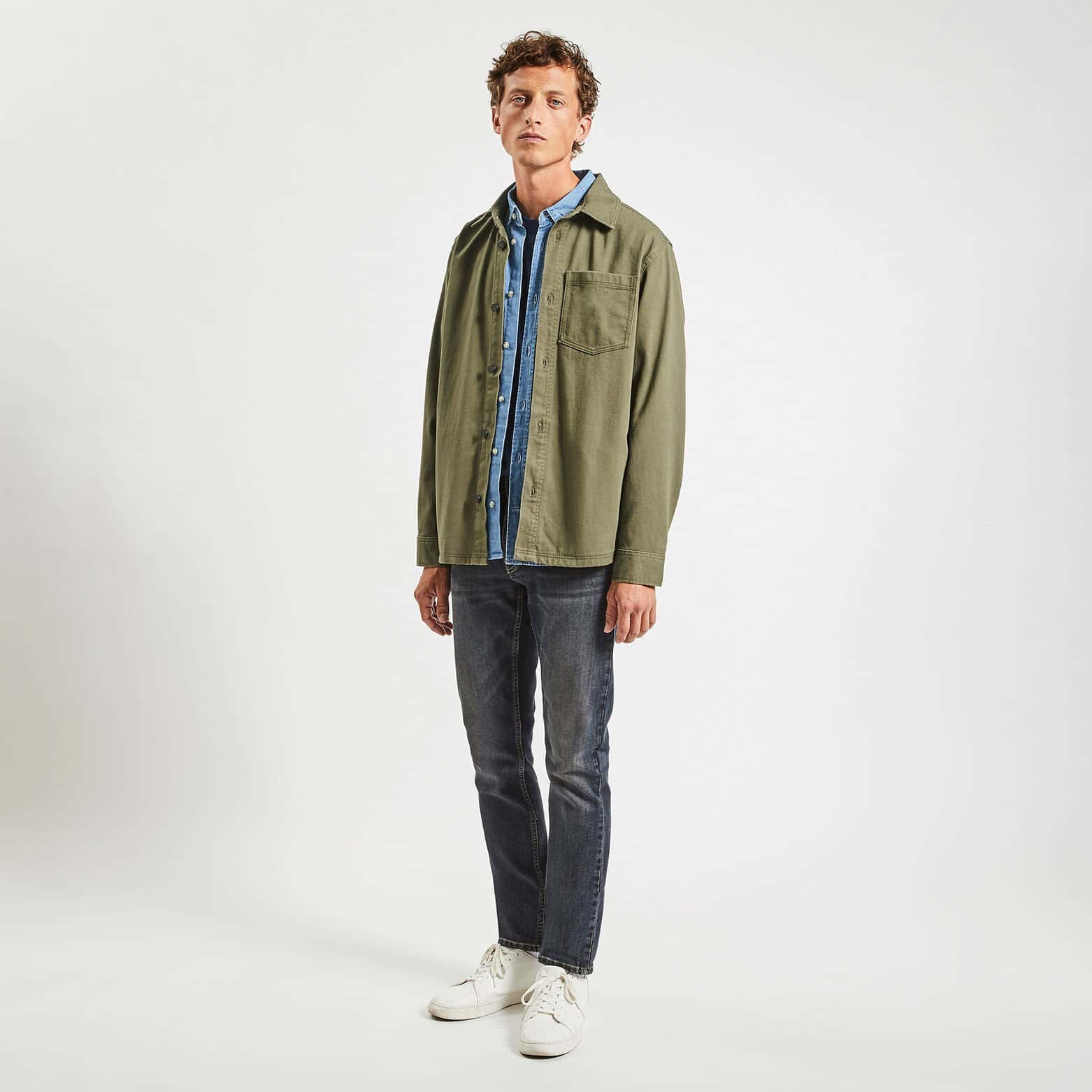 Surchemise regular unie coton recyclé Vert clair