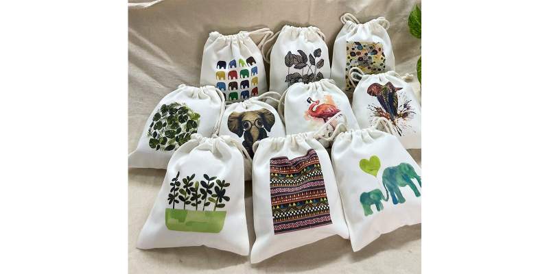 Stofftasche 'Pflanzen', weiß, B 18,5 cm, H 21 cm günstig bestellen