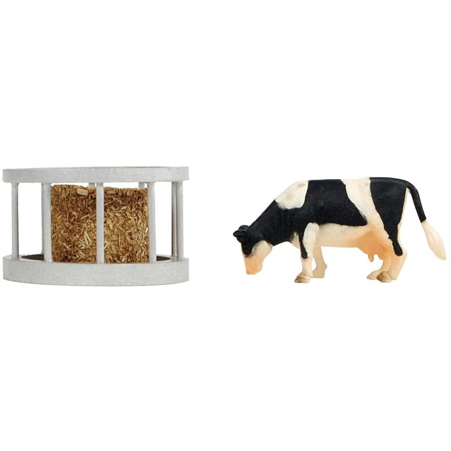 Kids Globe Farming Futterring mit Ballen und Kuh Grau, Weiß, Schwarz Grau