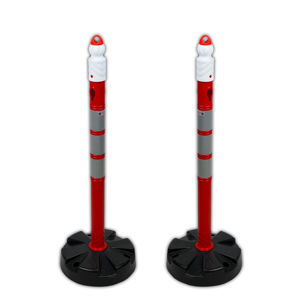 UvV Duo 2 kettingpalen, zware kettingstandaards, afzetpalen Ø63x1000mm / Duo met 5m ketting (r/b) 6 mm + bord
