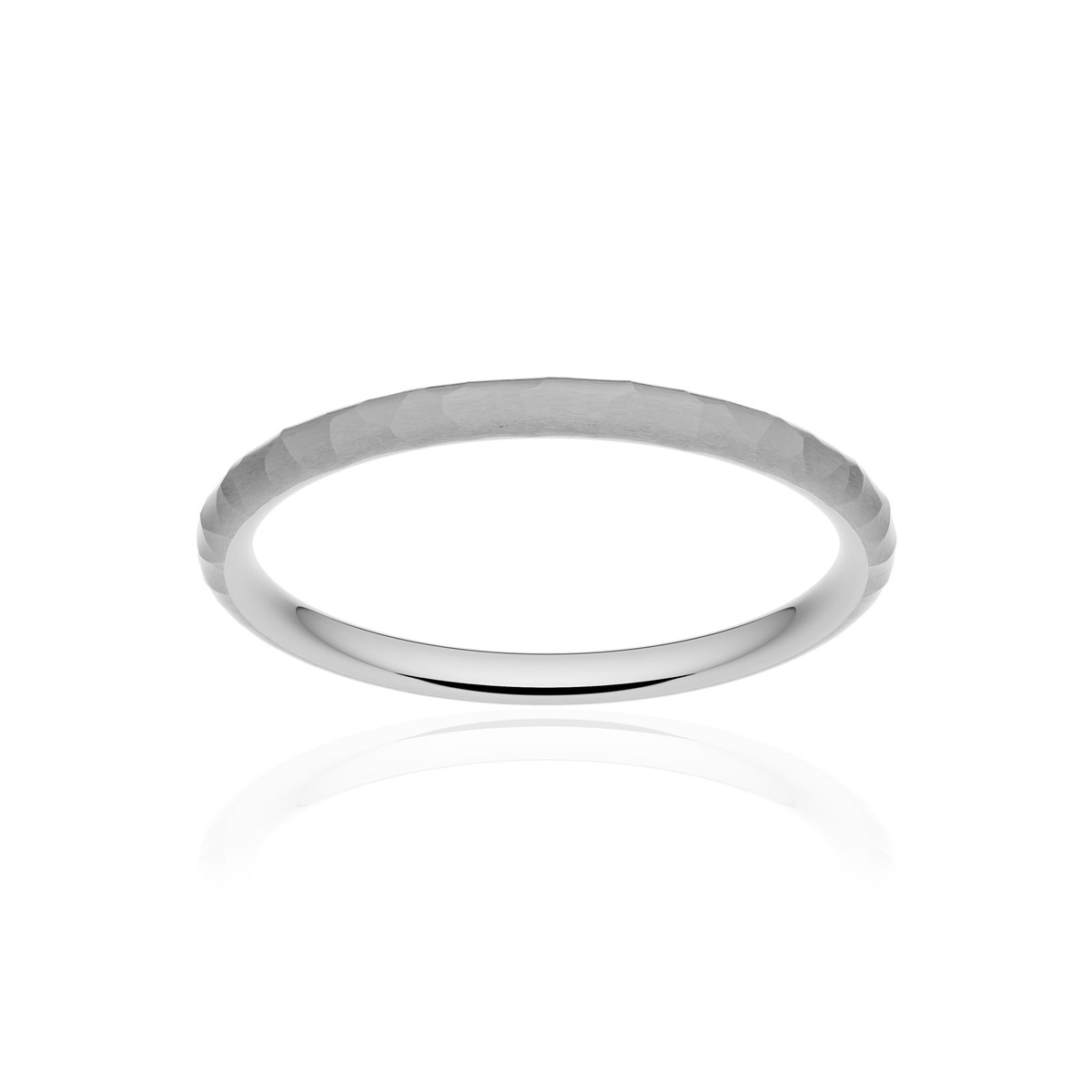 Alliance or 375 blanc martelé ruban confort 2mm