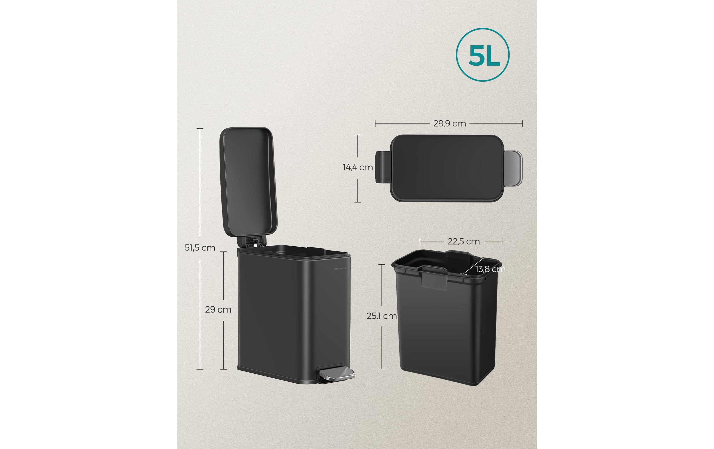 Kosmetikeimer 5 l, SchwarzStylischer Treteimer