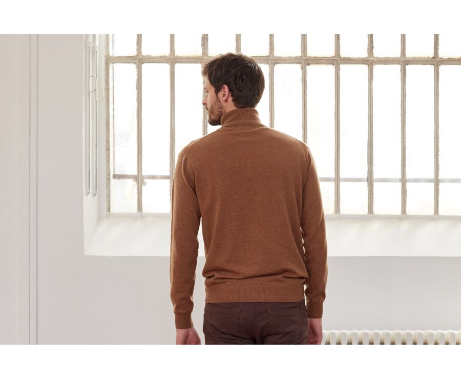 Pull col roulé homme laine Noisette Chiné - EMERIC