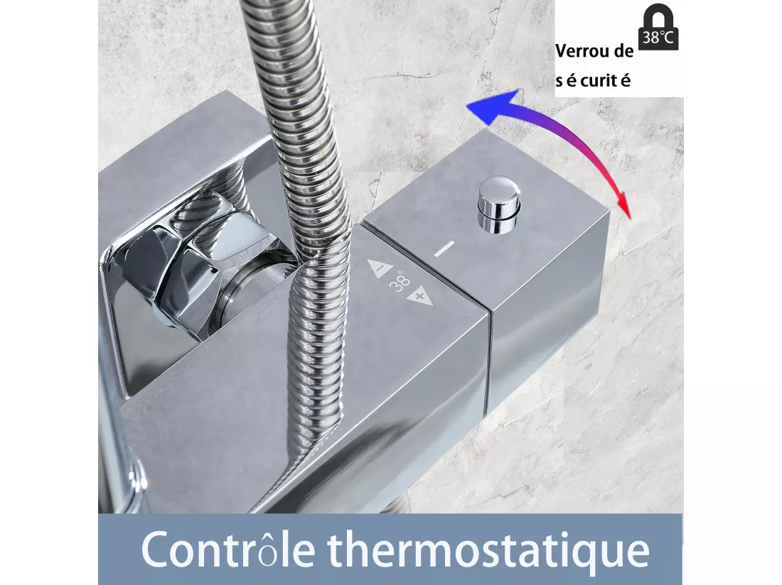 AICA Colonne de douche thermostatique, avec mitigeur thermostatique