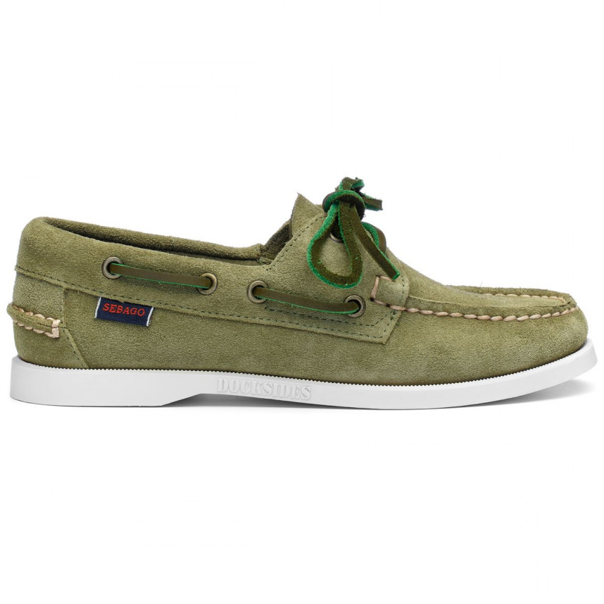 DOCKSIDES PORTLAND FLESH OUT Green Military-Chaussures bateau pour femme en cuir suede