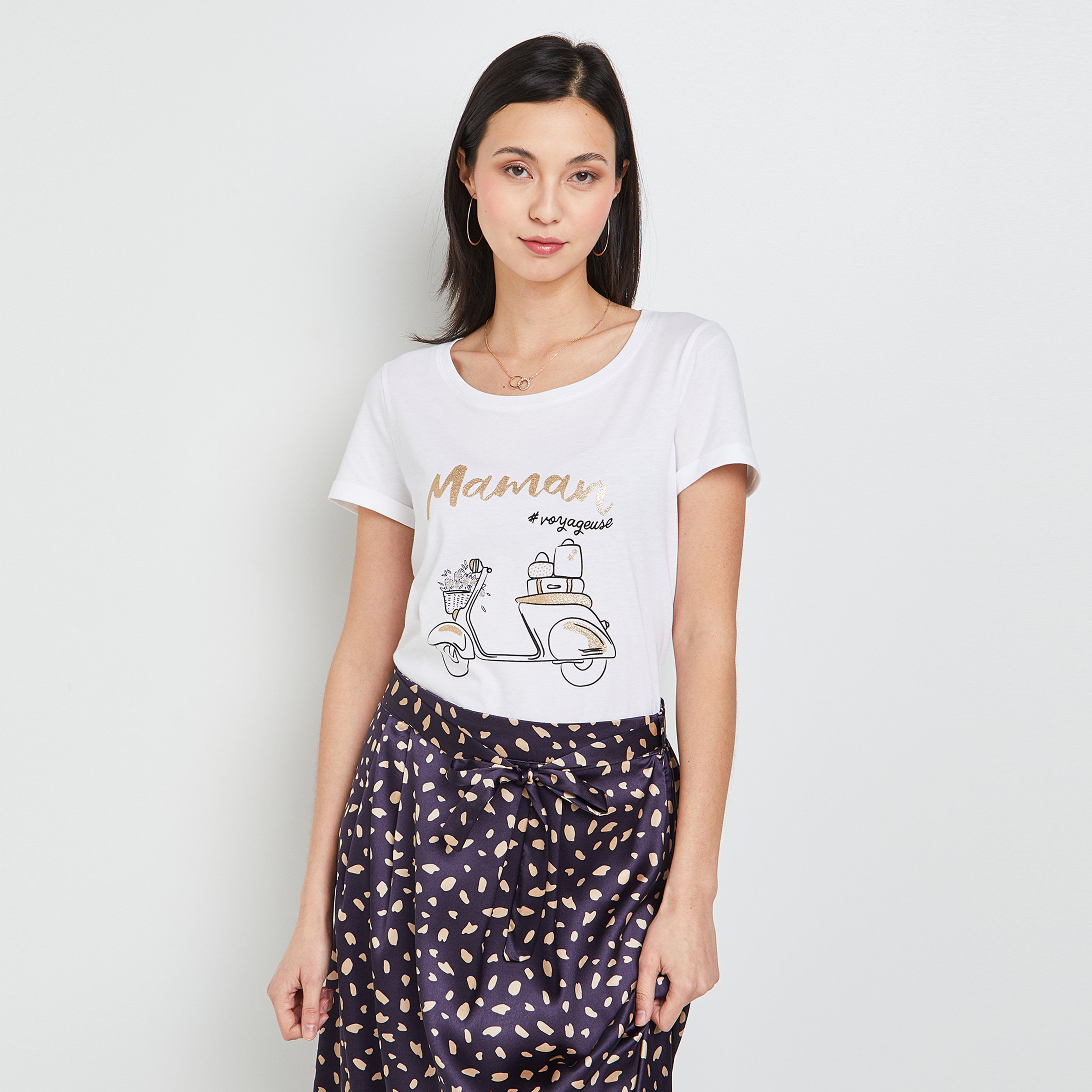 T-shirt à message femme - BLANC CASSE