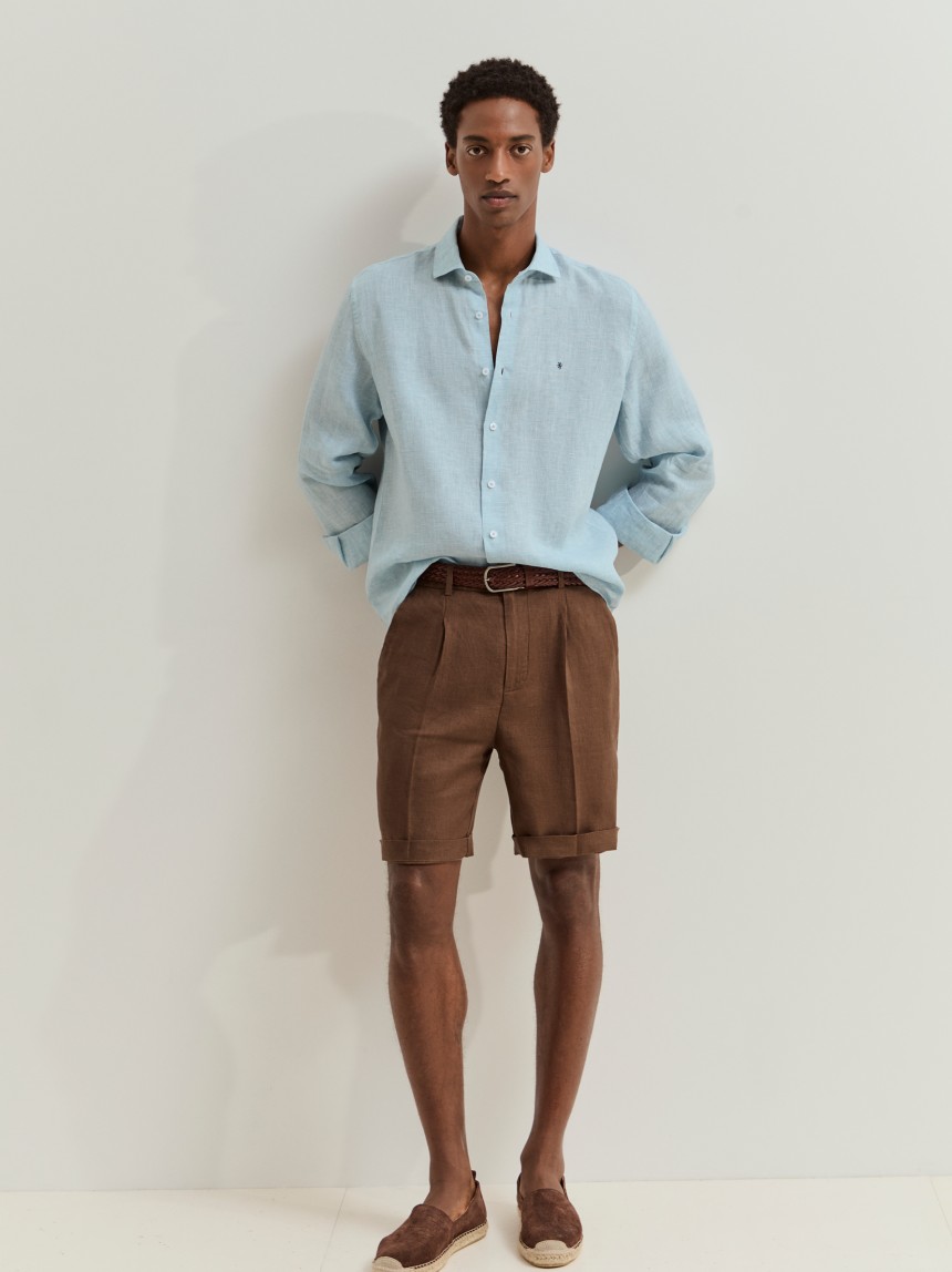 Camisa slim fit em linho