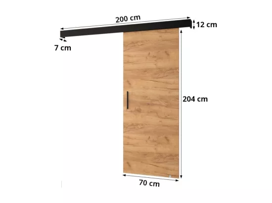 Portes coulissantes Salwador II 70x204 cm (Chêne Craft / Blanc / Noir)