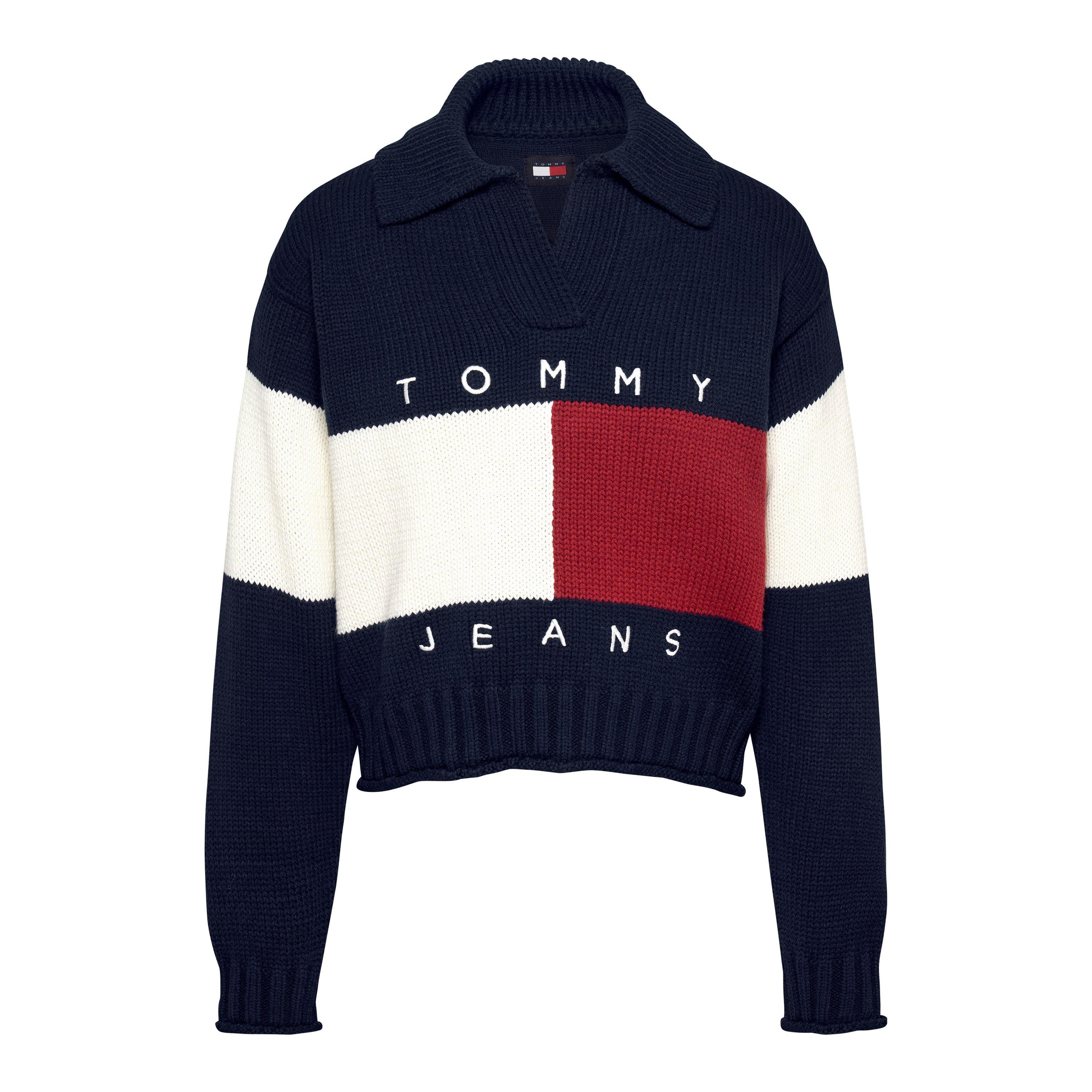 Tommy Jeans Rugby Style V-Neck Cropped Jumper