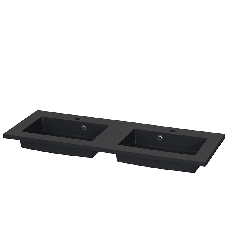 Tiger Loft Meubelset 120 cm met 4 lades Hoogglans wit inclusief Quadro wastafel Mat zwart