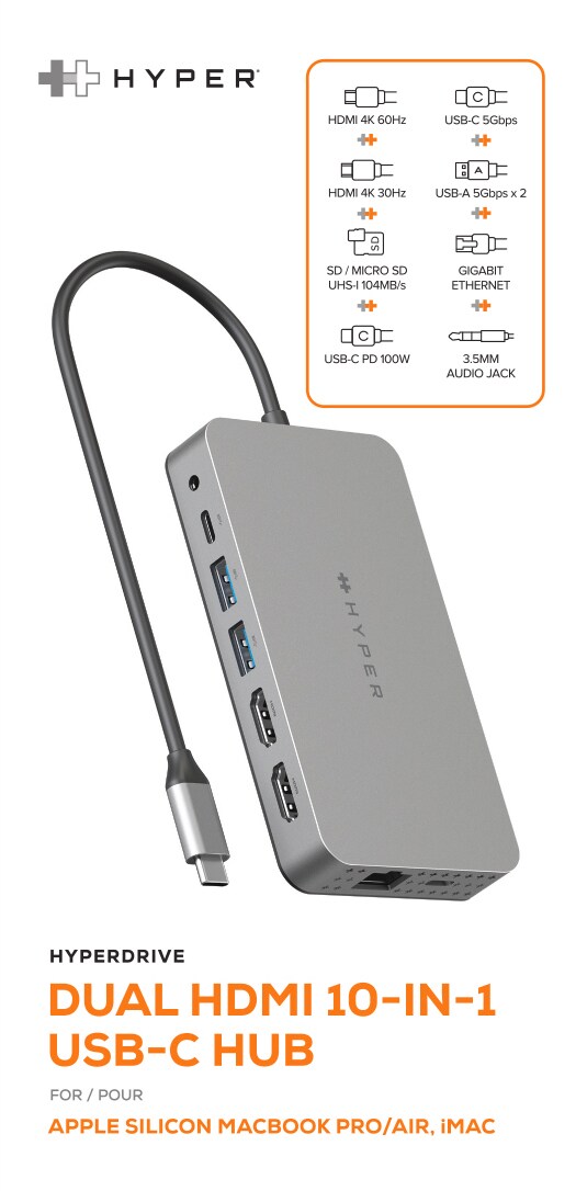 Hyper Drive Dual 4K HDMI 10-in-1 USB-C Hub