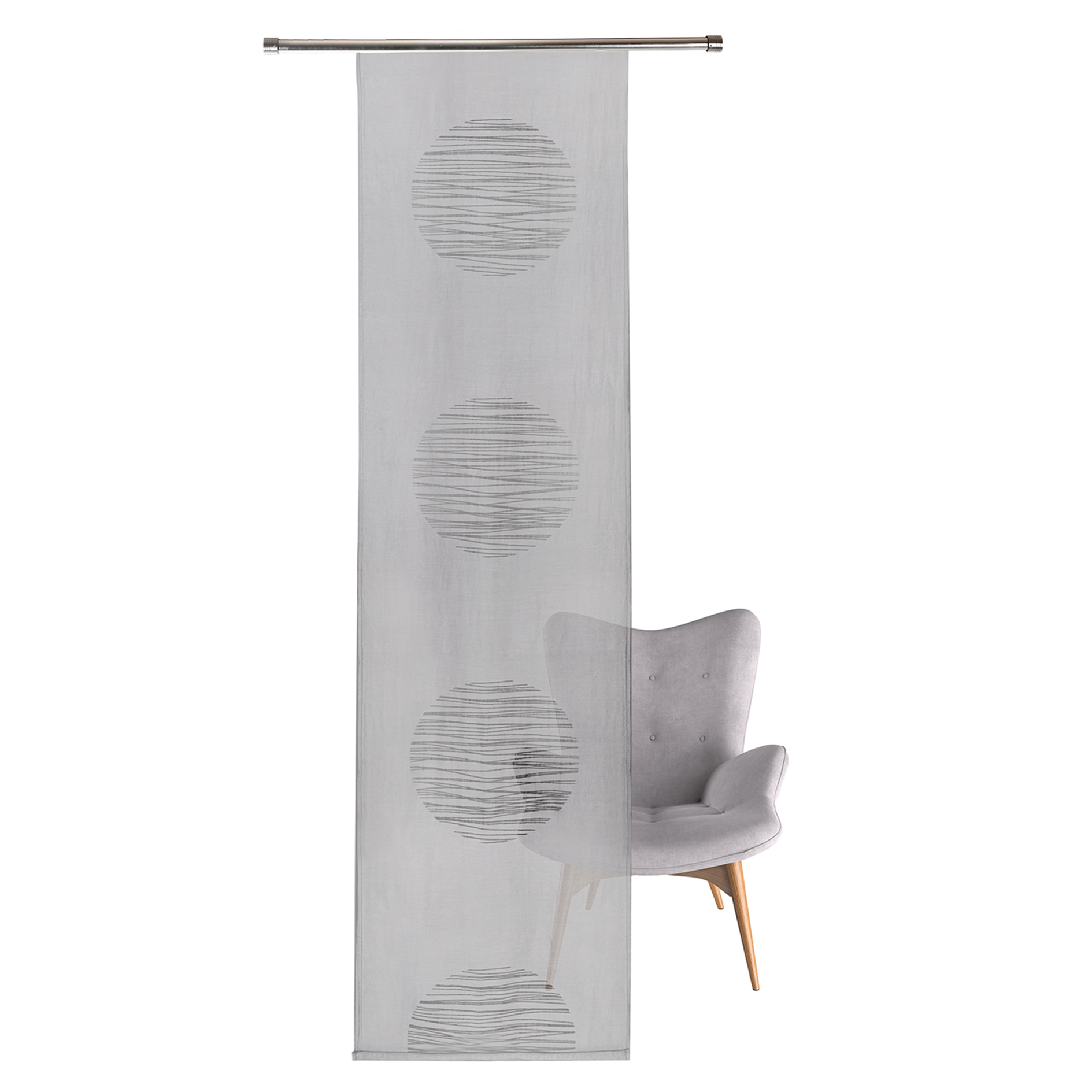 Flächenvorhang - grau - Kreise - 60x245 cm