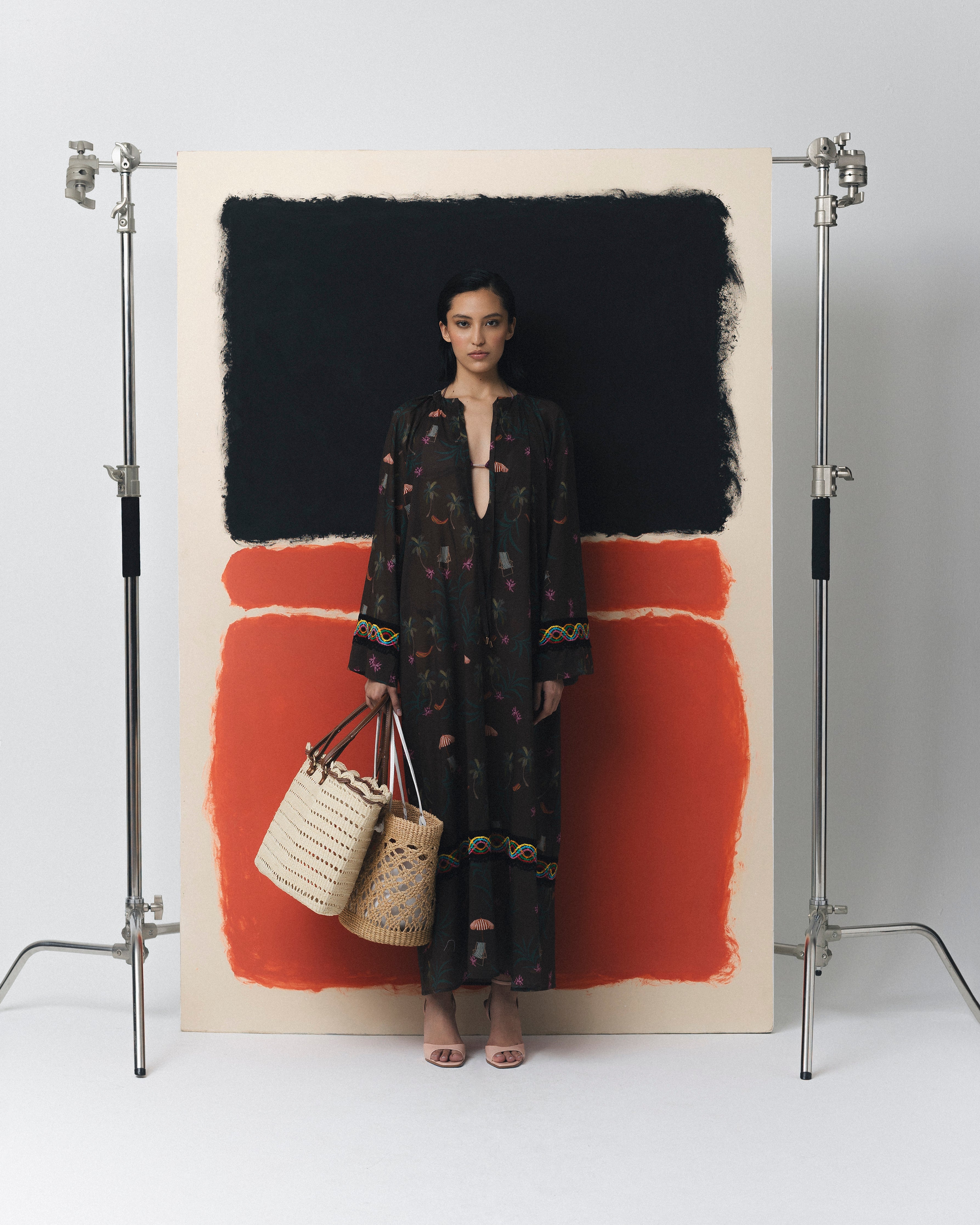 Kaftan midi en palmier toquilla
