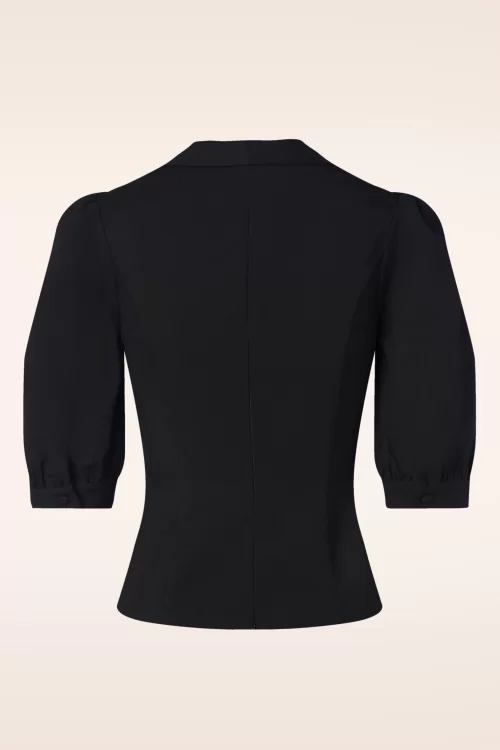 Vintage Diva  The Laura Lee blouse in zwart