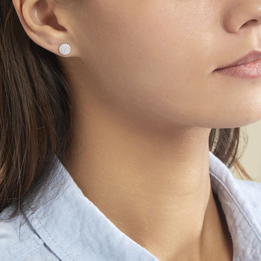 Boucles D'oreilles Puces Verane Argent Blanc Oxyde De Zirconium