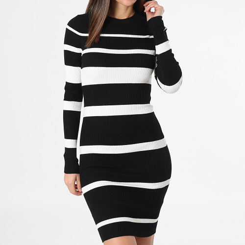 Robe Pull Femme Mauve Noir Blanc