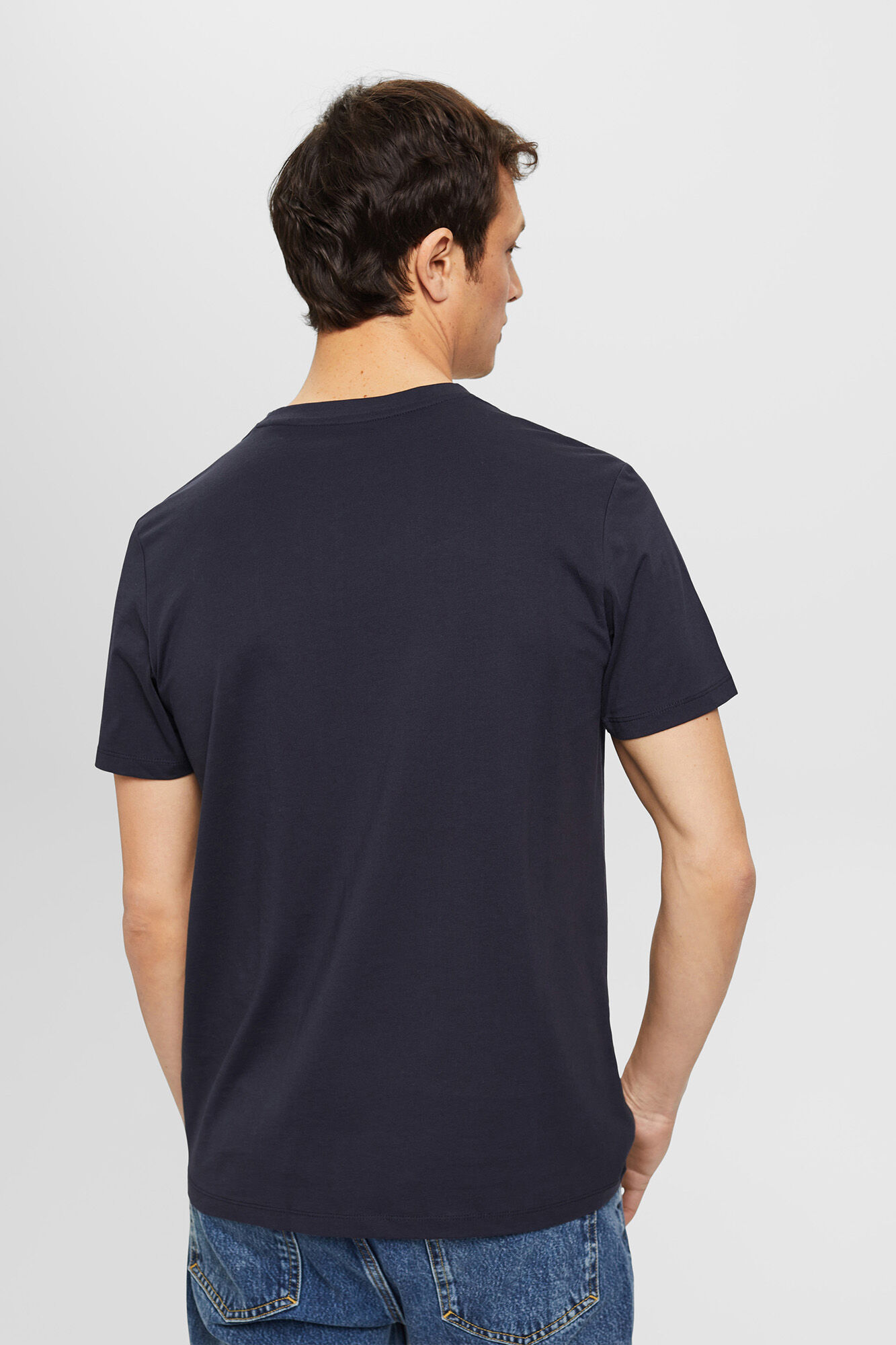 Camiseta básica de algodão com modelagem slim fit - Azul marinho