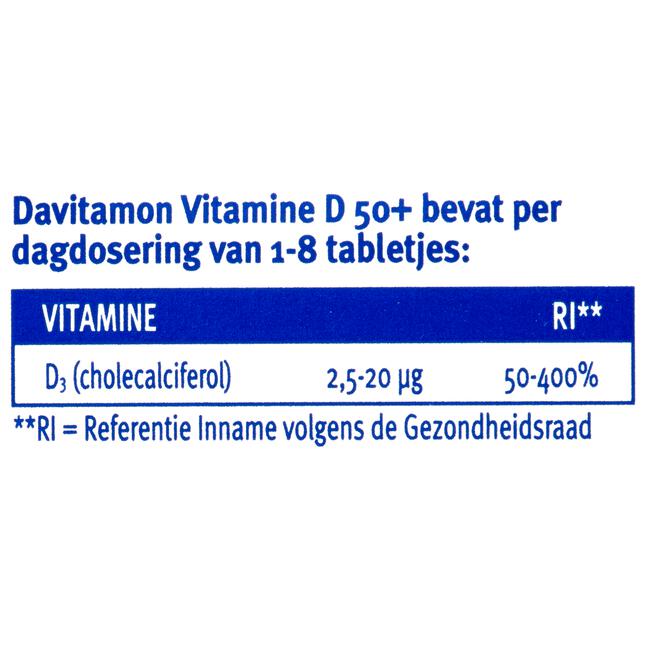 Davitamon Vitamine D 50+ Tabletjes Citroensmaak