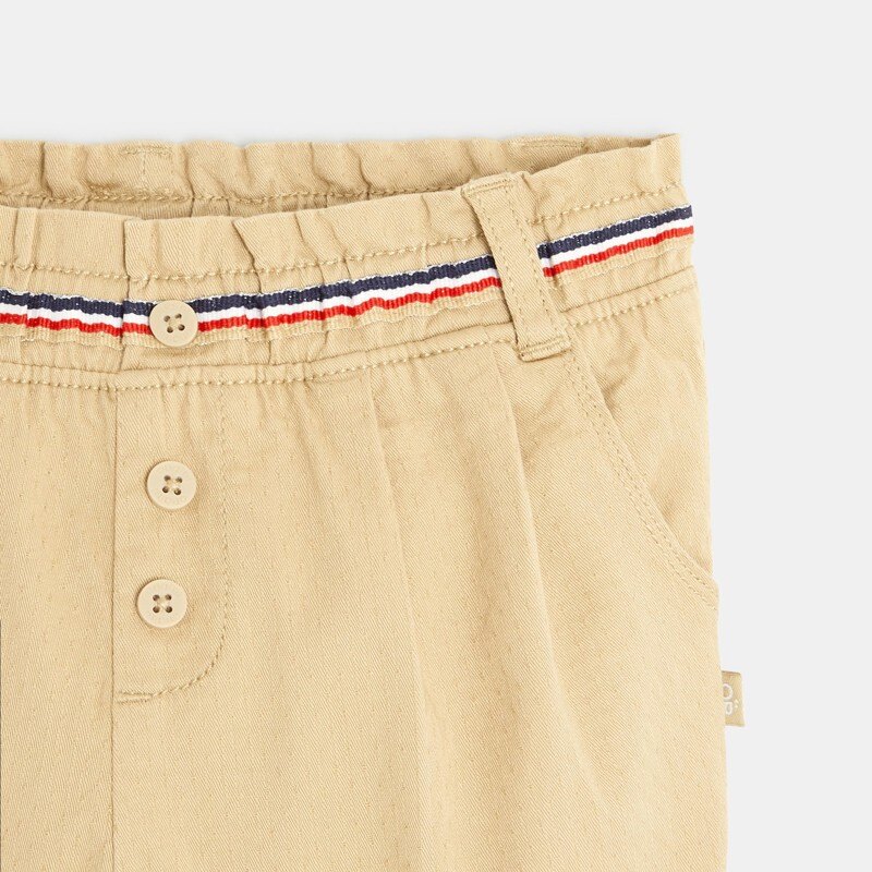 Pantalon twill fantaisie élastiqué beige bébé fille Beige