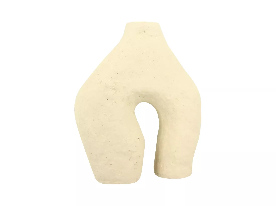 Now's Home - Vase Decoratif En Papier Mache Sable Fait Main 35x10x37cm Zagora