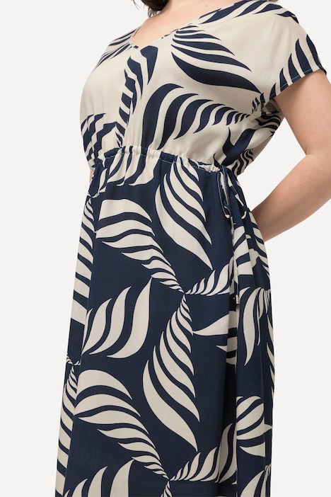 Maxikleid, grafischer Druck, V-Ausschnitt, ärmellos