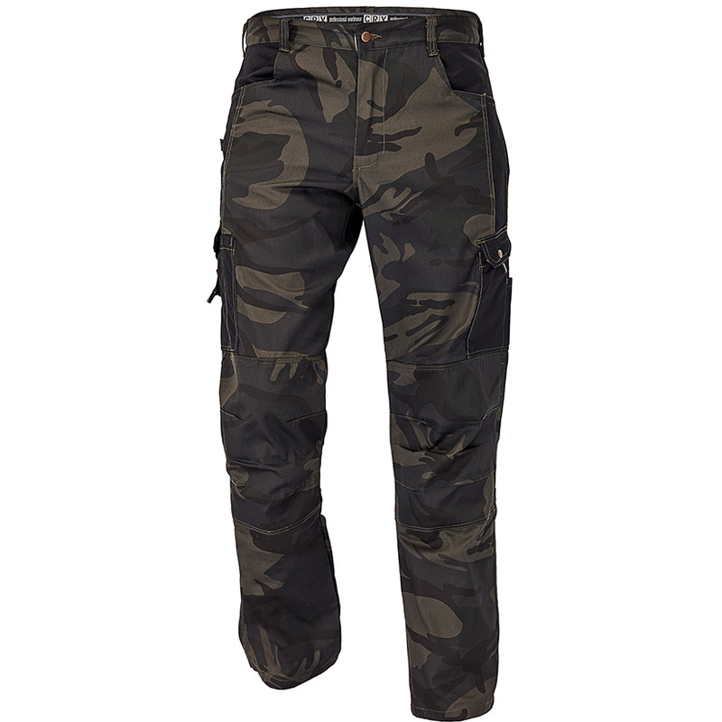 Cerva werkbroek camouflage met kniezakken XL groen