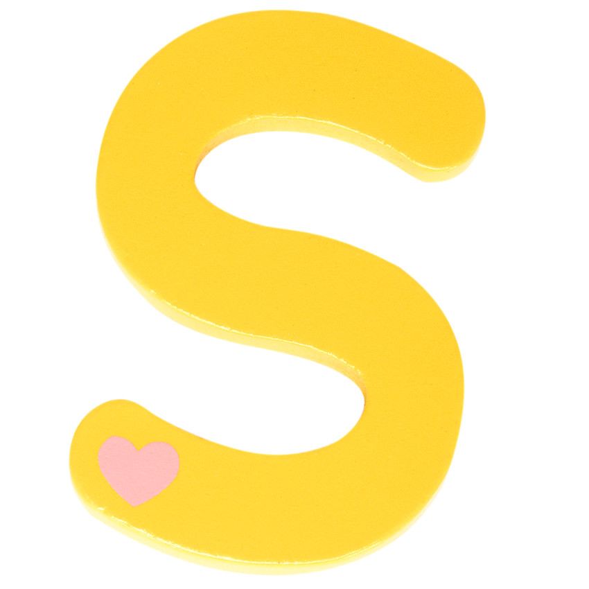 Lettre en bois S - Jaune - Moutarde