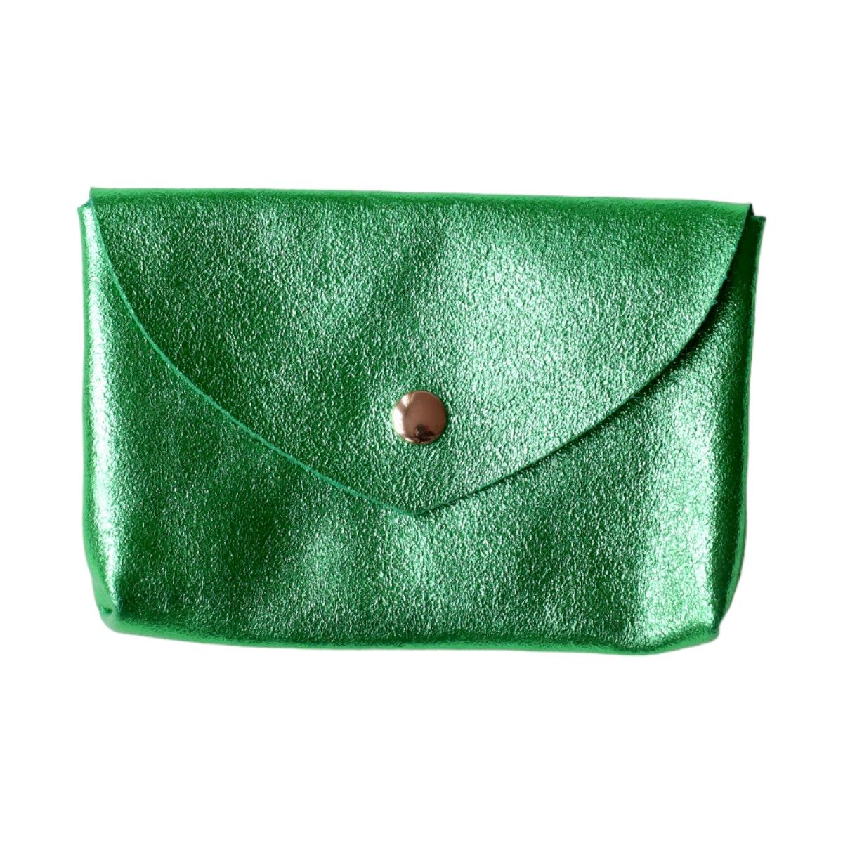 Grand porte-monnaie enveloppe cuir vert émeraude Maison Suzanne
