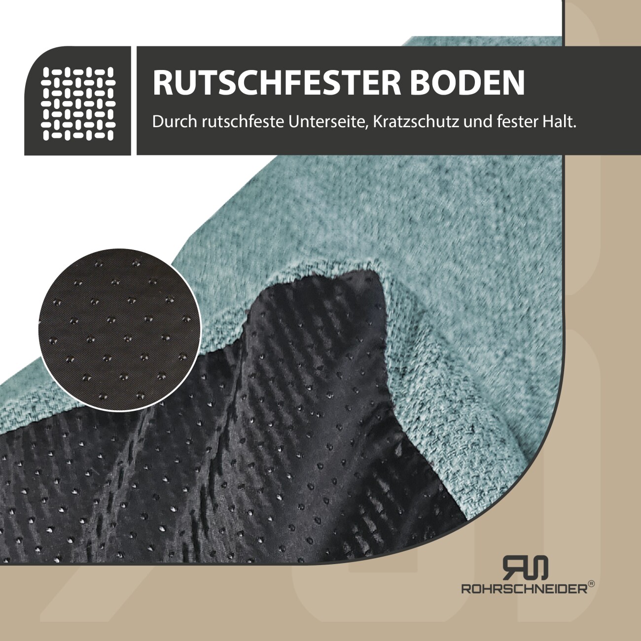 Rohrschneider ® Hundebett mit Anti-Rutsch-Boden, strapazierfähiges Kissen für Hunde und Katzen, B120 x T75 x H7 cm, inkl. Gratis-Wassernapf