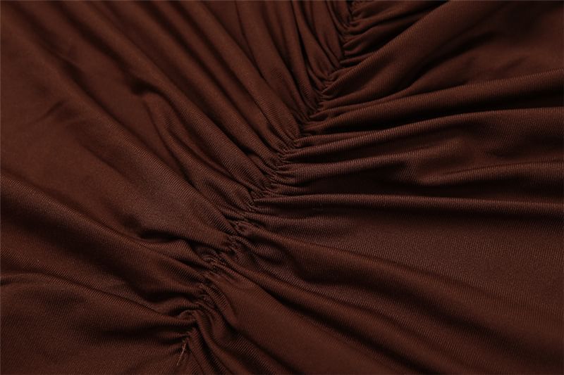 Jeshili - Spaghettibandjes Vierkante Hals Effen Gerimpelde Open Rug Maxi Bodycon Jurk