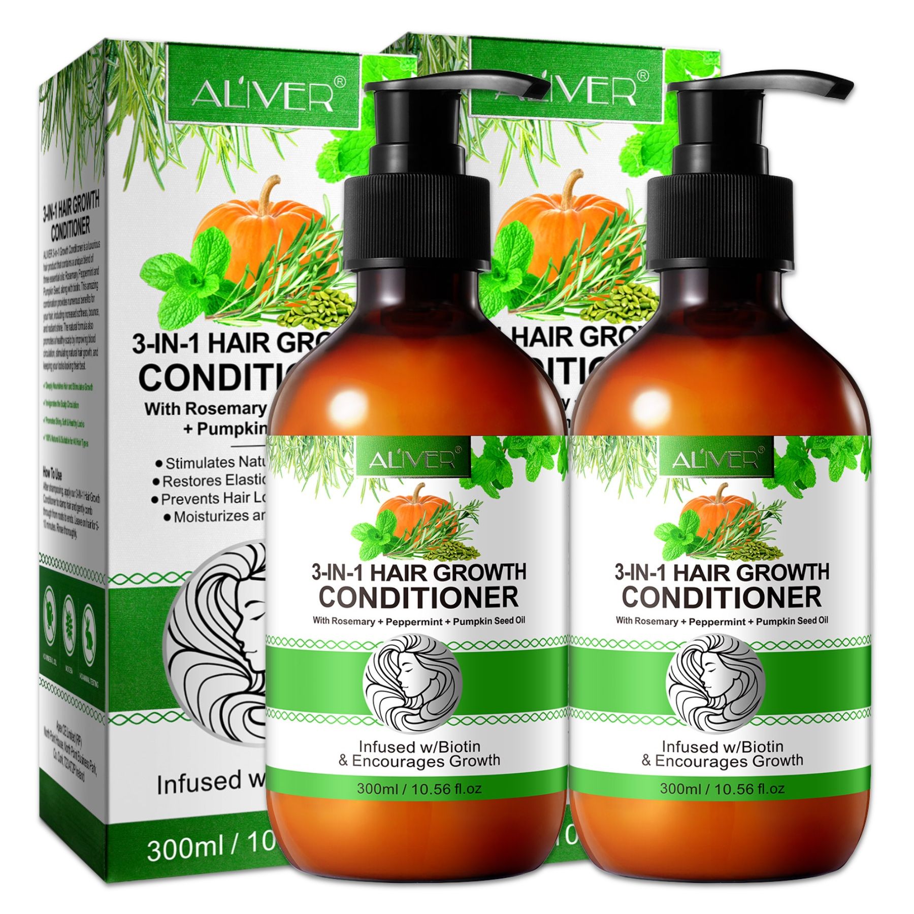 ALIVER 3-in-1 Rosmarin Minze Kürbis Haarspülung