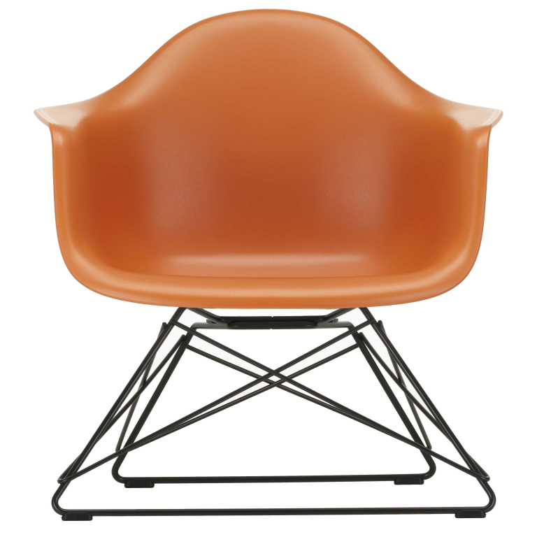 Vitra Eames LAR loungestoel zwart onderstel, Rusty Orange