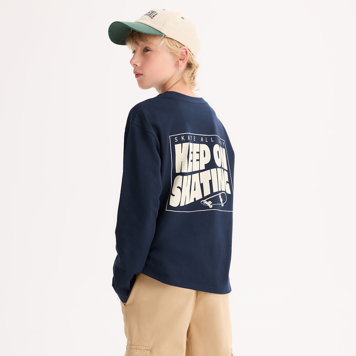COLEÇÕES LA REDOUTE<br>Camiseta de manga comprida, estampada na frente e nas costas