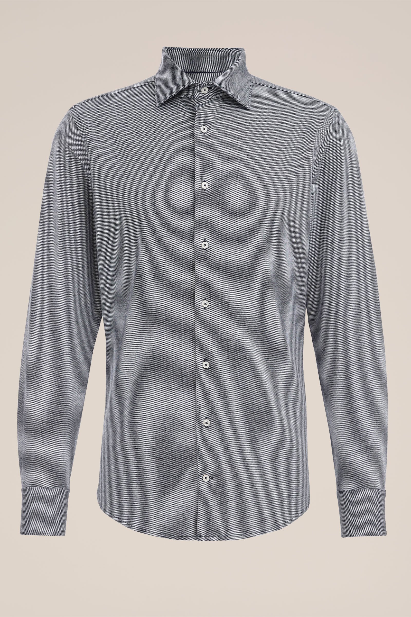 premium gebreid overhemd met stretch WE Fashion Donkerblauw