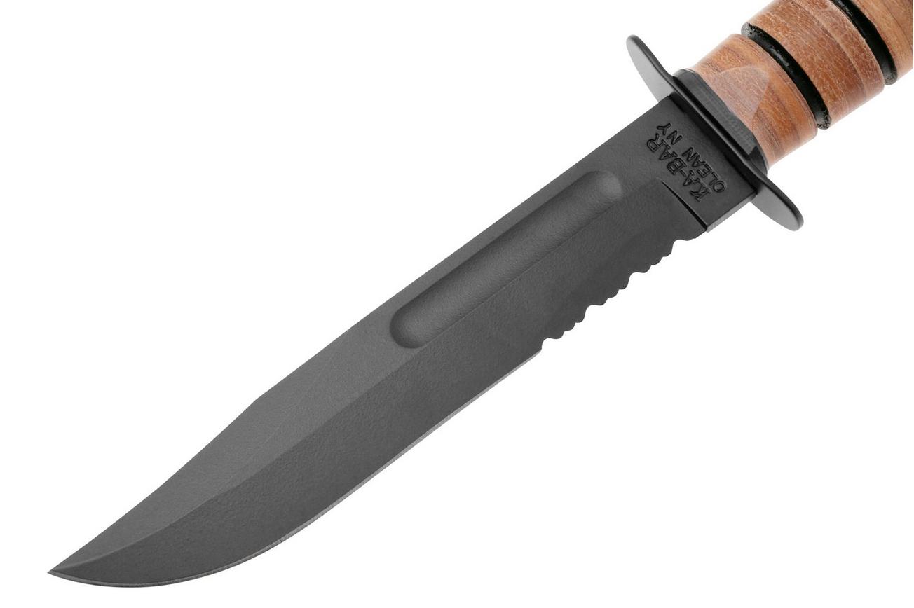 KA-BAR U.S. Army Knife 5019 deels gekarteld, FRN foedraal, survivalmes