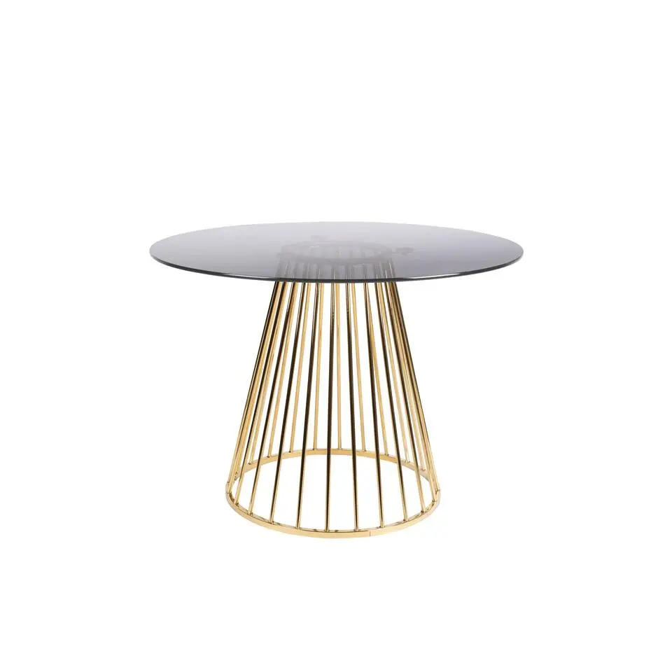 Housecraft Floris Eettafel Rond Glas 110 cm Goud
