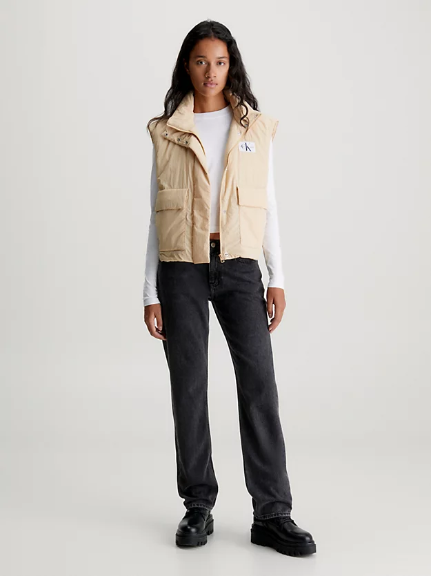 Colete acolchoado de nylon com modelagem folgada