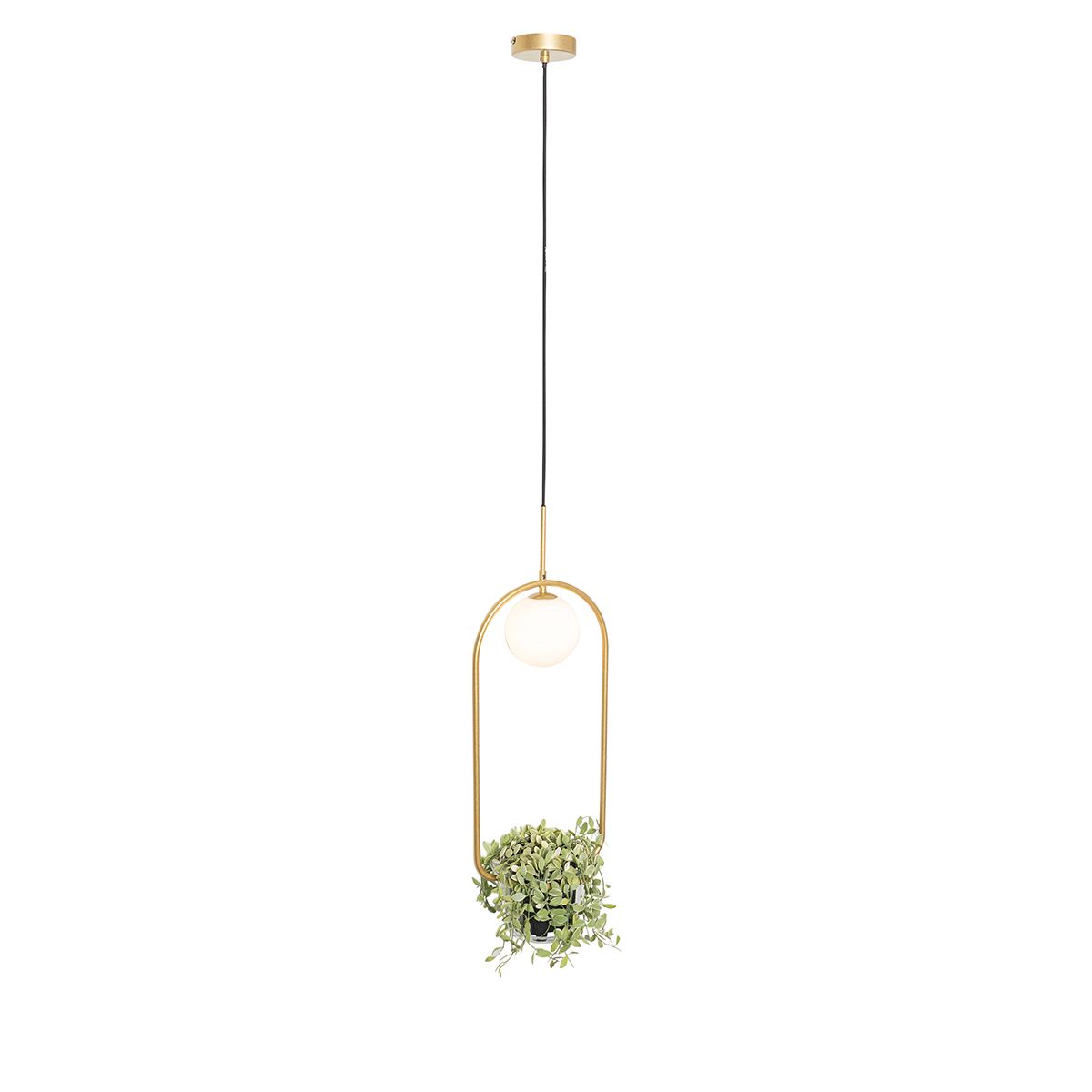 Art deco hanglamp goud met wit glas - Isabella