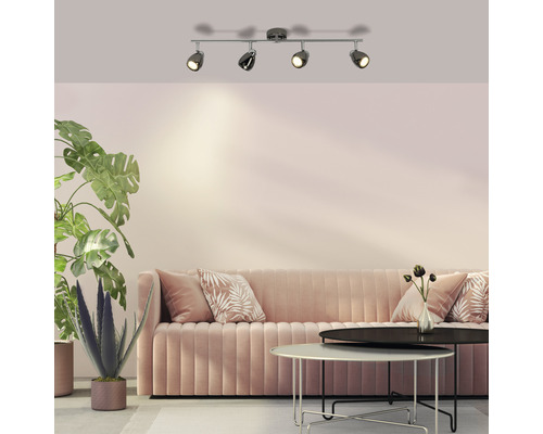 LED plafondspot 4x3W 4x250 lm 3000 KB 71 cm chroom/zwart