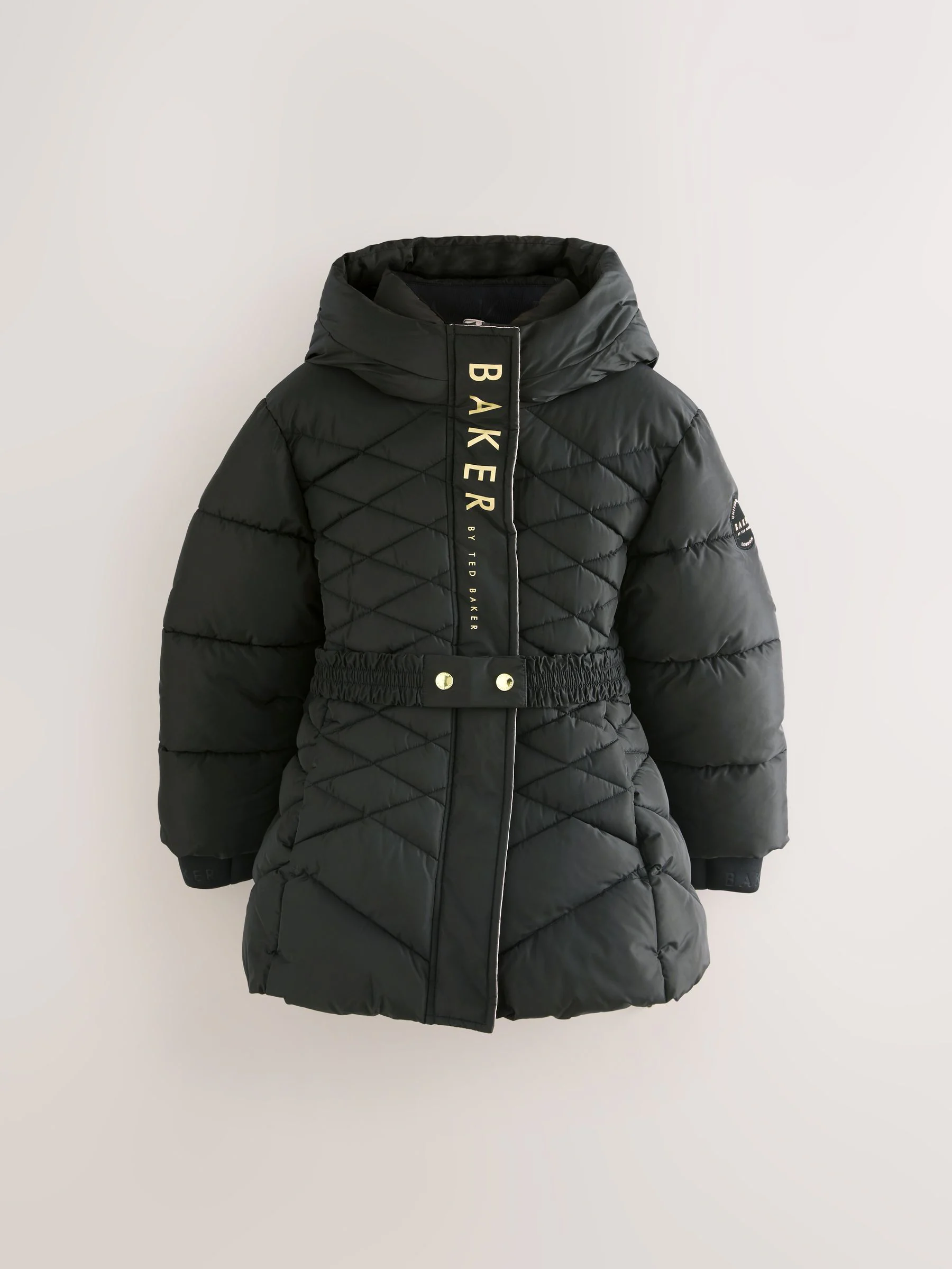Zwart - Baker by Ted Baker - Regenbestendige halfzware gevoerde jas met ceintuur