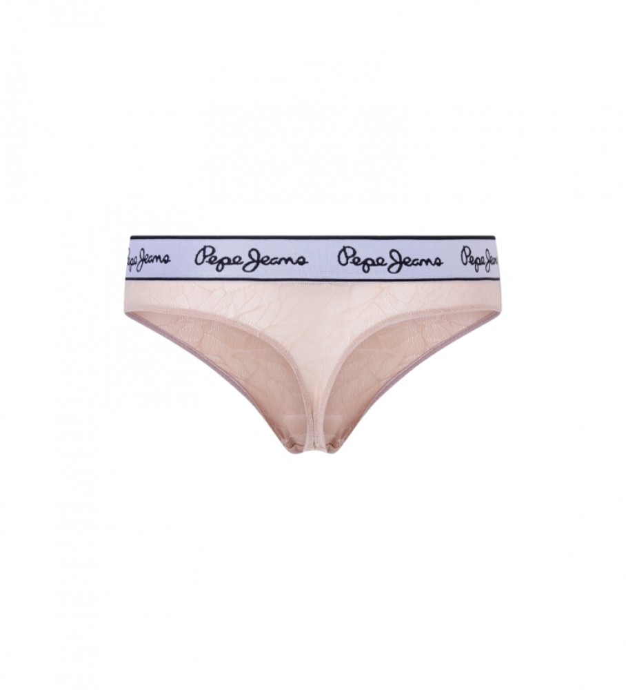 Calcinha fio dental rosa de tela da Pepe Jeans