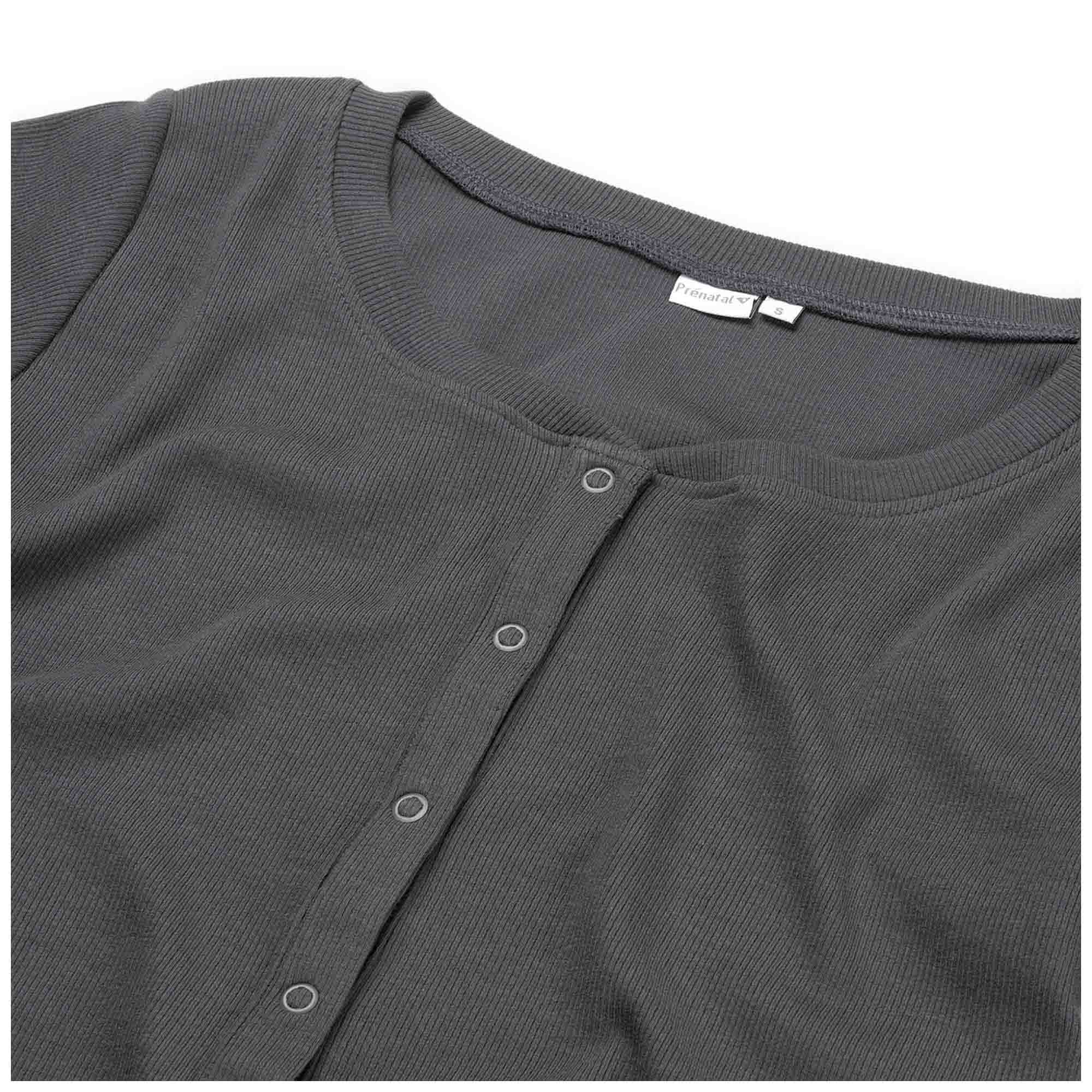 Prénatal zwangerschapspyjama T-shirt lange mouwen effen grijs
