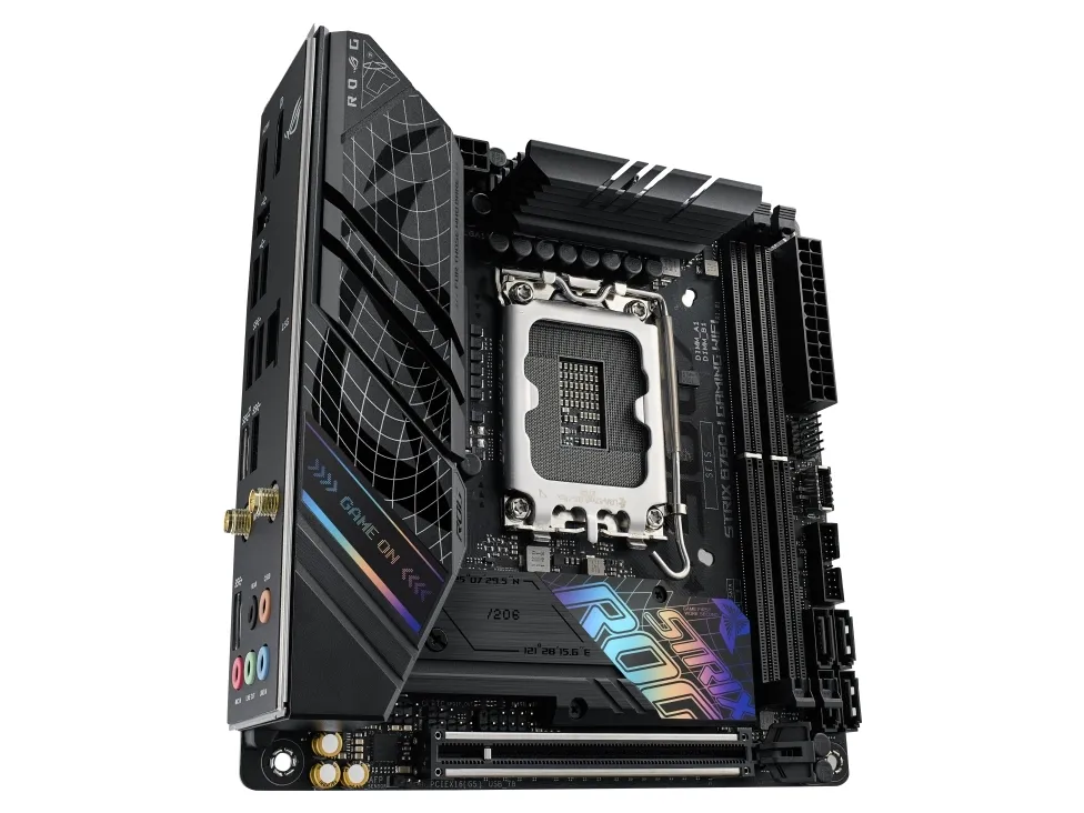 ASUS ROG STRIX B760-I GAMING WIFI - Bundkort - mini ITX - LGA1700 sokkel - B760 Chipset - USB 3.2 Gen 1, USB-C 3.2 Gen 1, USB-C 3.2 Gen 2x2, USB-C 3.2 Gen2 - 2.5 Gigabit LAN, Wi-Fi 6E, Bluetooth - onboard grafik (CPU påkrævet) - HD Audio (8-kanaler)