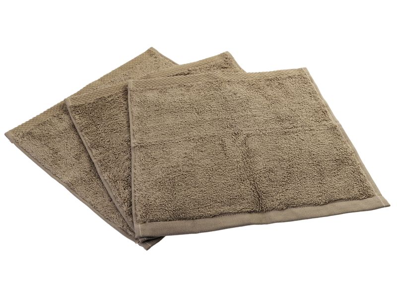 COCON Waschlappen 3 Stück, Taupe Kleines Frottiertuch zum waschen