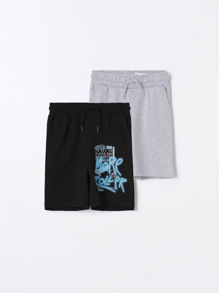Conjunto de 2 Bermudas Felpudas - Pretas