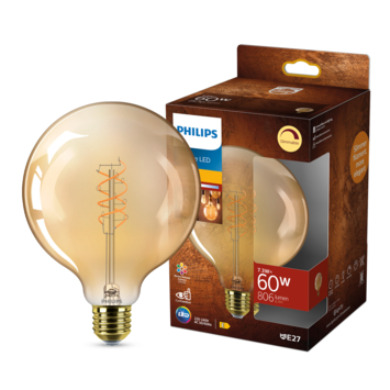 Philips LED filamentlamp amberkleurig E27 60W dimbaar