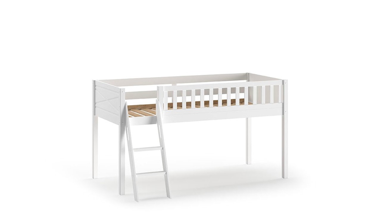 Halfhoogslaper Scott met bureau en 2 commodes wit
