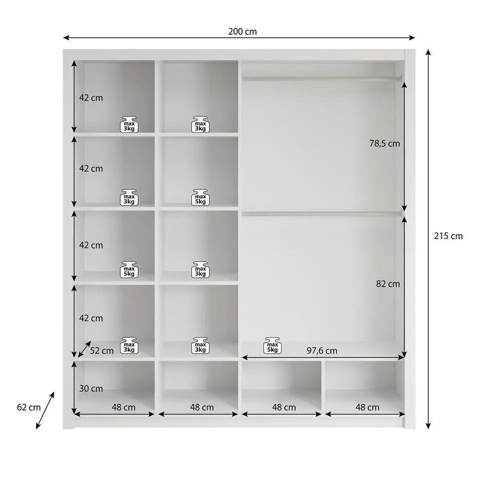 Meubella - Kledingkast Blake - Eiken - 200 cm