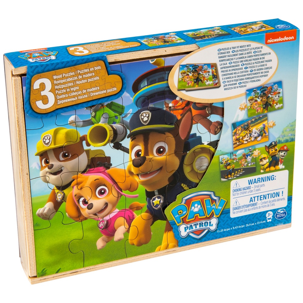 PAW Patrol Holzpuzzle 3er-Pack und Aufbewahrungsschale
