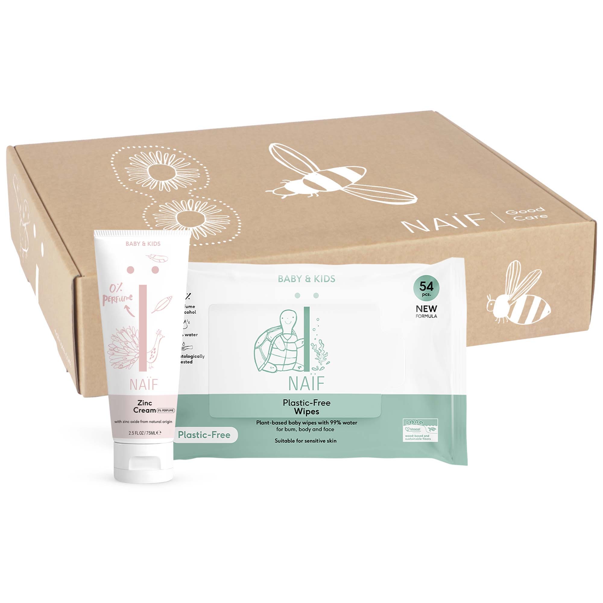Naïf giftset diapercream en billendoekjes wit